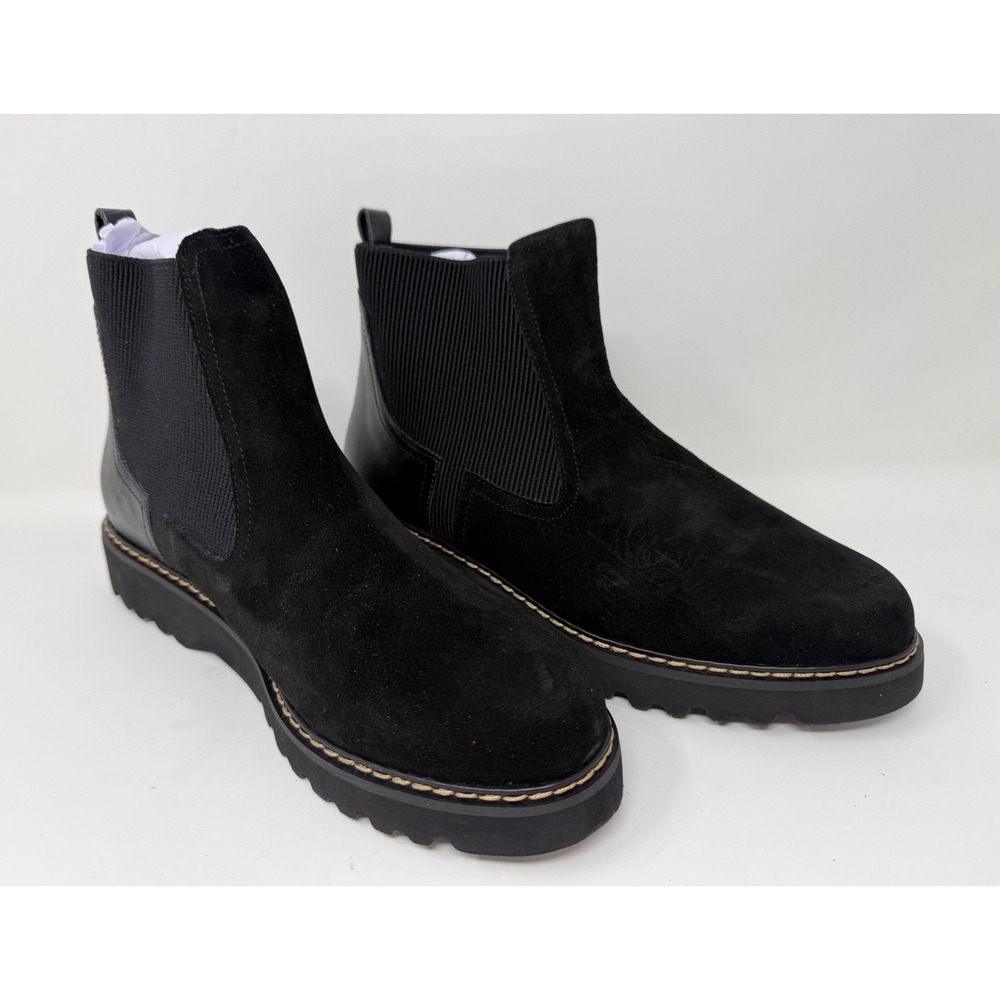 Donald Pliner 7.5M Cutecs Black Calf Suede Leather Chelsea Lug‎ Sole Boots